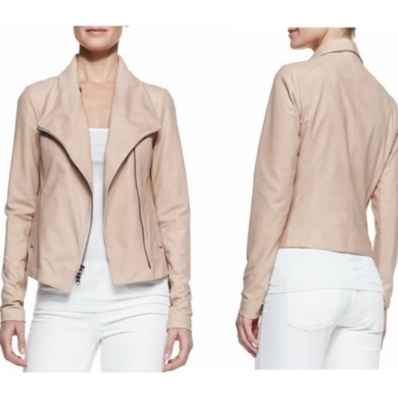 Vince Jackets & Blazers - VINCE Goat Leather Scuba Shawl-Collar Jacket Blush Size S